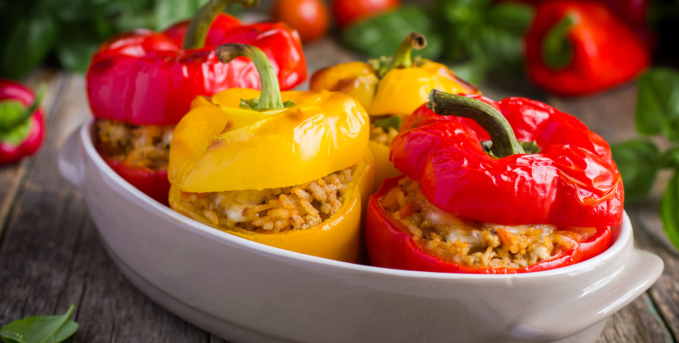 Stuffed Prime Time Peppers with Beef, Rice and Vegetables
