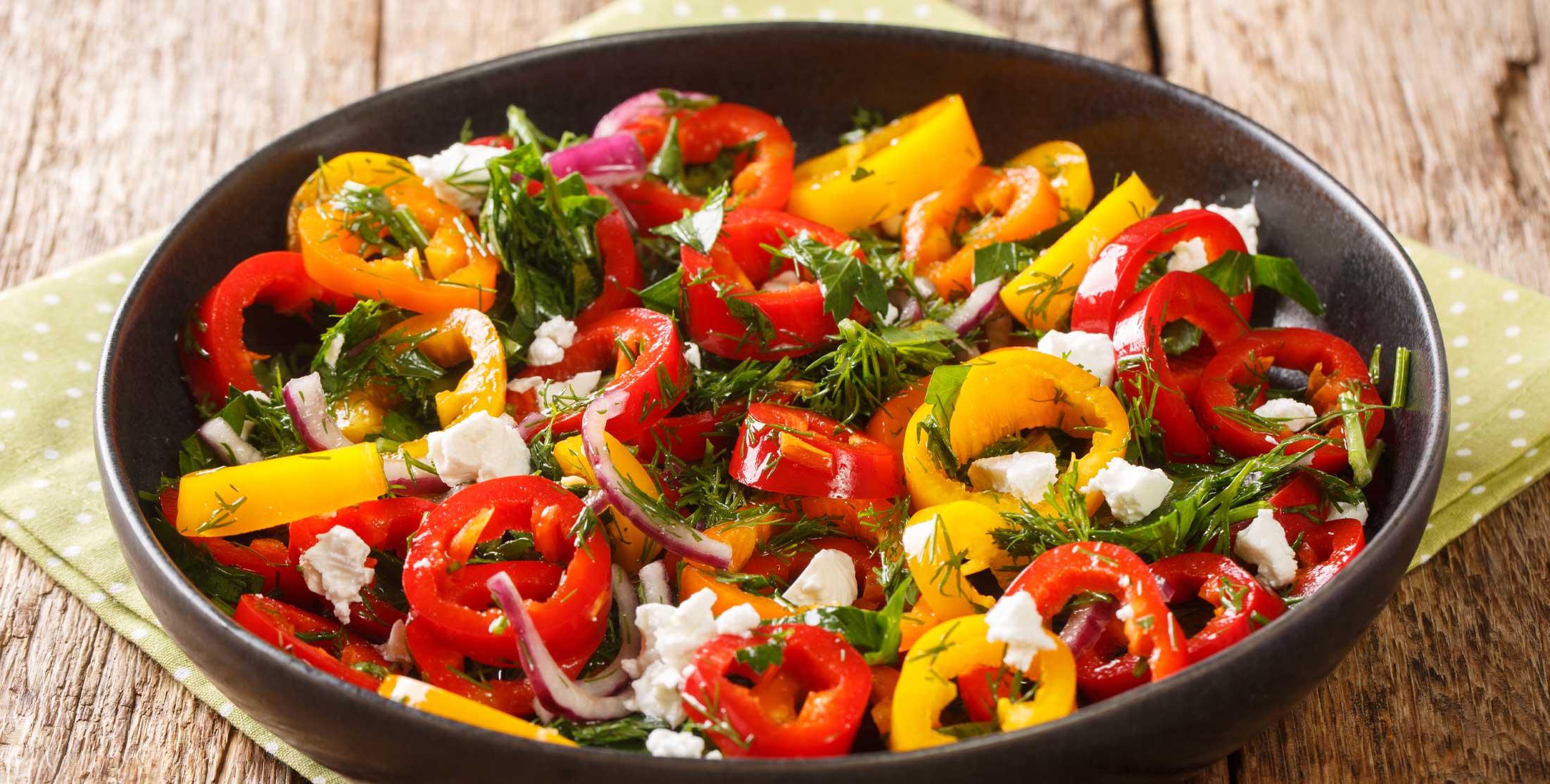 Prime Time Sweet Mini-Pepper Salad with Onions, Herbs and Feta